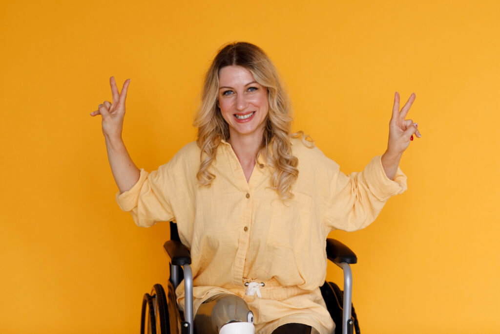 front view young woman wheelchair